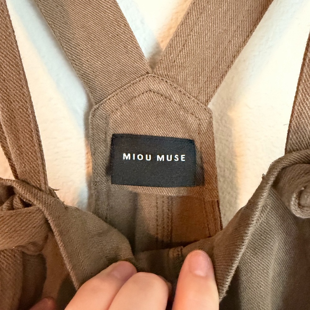 Women’s MIOU MUSE Cecilia Jumper Wide Leg Jumpsuit Overalls Coffee Small Cozy - Picture 10 of 12